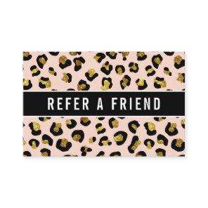 Glitter gold Blush leopard Referral Customer Business Card