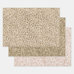 Glitter Gold Blush Pink Leopard Print             Wrapping Paper Sheets