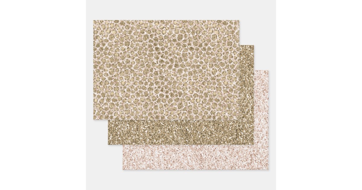 Glitter Gold Blush Pink Leopard Print Wrapping Paper Sheets | Zazzle