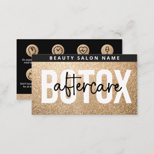 Glitter Gold Botox Filler Instruction Aftercare  Business Card