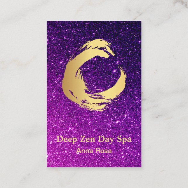 *~*  Glitter Gold Brush Reiki Meditation Zen Business Card (Front)