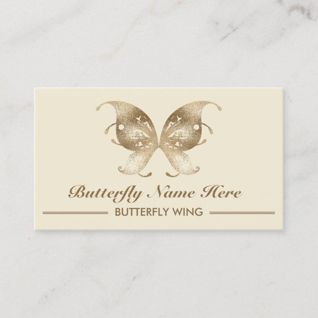 Glitter Gold Butterfly Swirl Decorative Business Card
