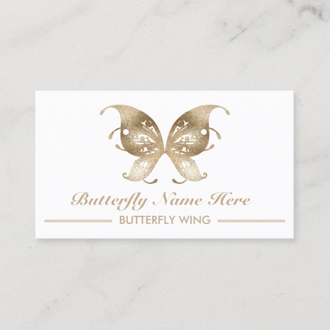Glitter Gold Butterfly Wing Swirl Decorative Business Card