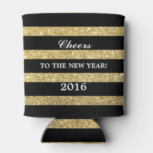 Glitter Gold Cheers to the New Year 2016 Can Cooler