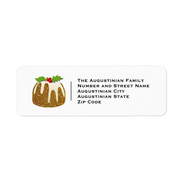 GLITTER Gold | Christmas Pudding | Festive Address Label (Front)