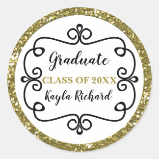 Glitter Gold Class Of Graduation Classic Round Sticker