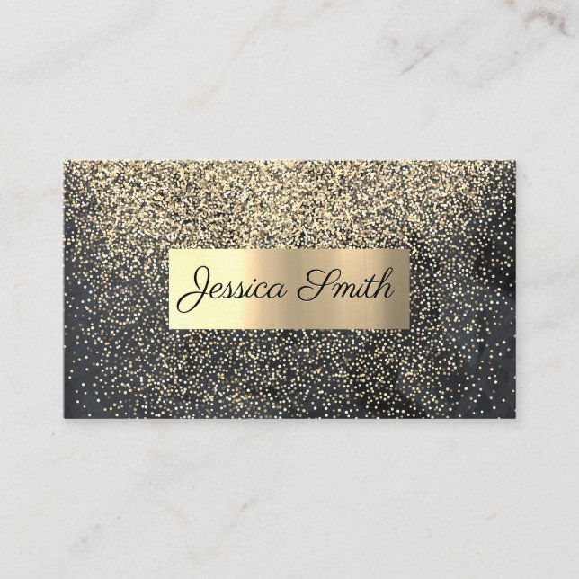 Glitter Gold Confetti | Gold Brushed Metallic Business Card (Front)