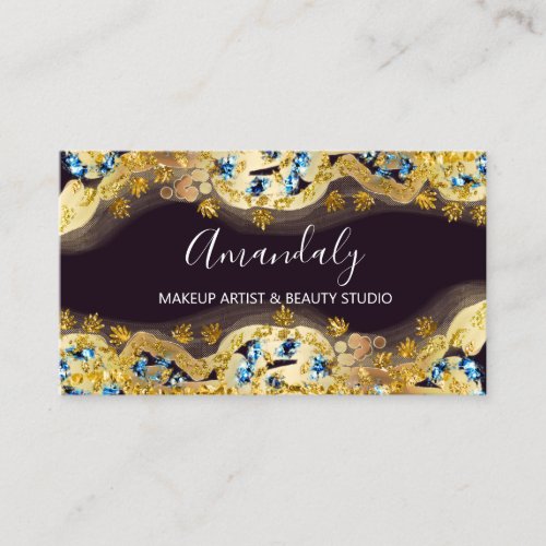 Glitter Gold Cosmetics Shop Online Abstract Style Business Card