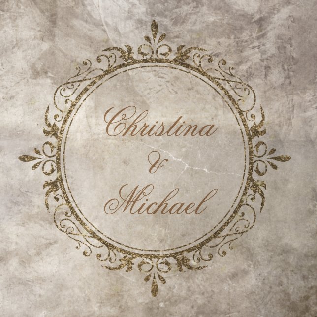 Glitter Gold Custom Names Wedding Floor Decals (Insitu)