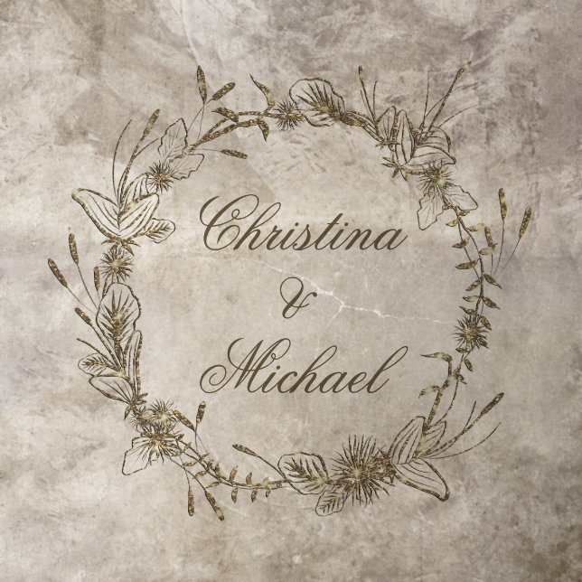 Glitter Gold Custom Names Wedding Floor Decals (Insitu)