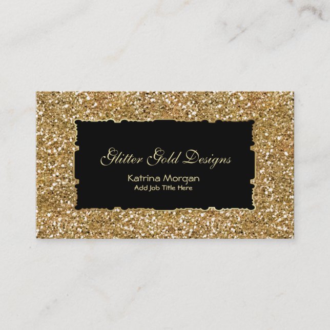 Glitter Gold Elegance Business Cards (Front)