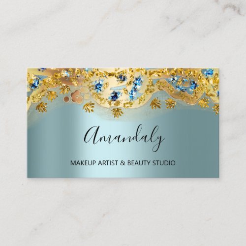 Glitter Gold Event Planner Fashion Blue Abstract Business Card