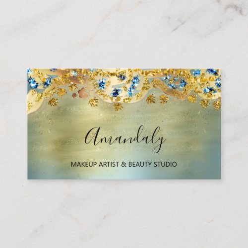 Glitter Gold Event Planner Fashion Blue Abstract M Business Card