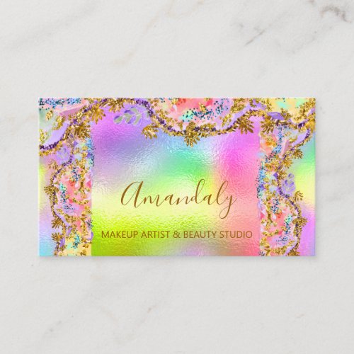 Glitter Gold Event Planner Fashion Holographic  Bu Business Card