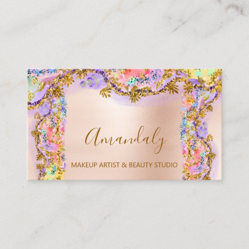 Glitter Gold Event Planner Fashion Stylist Roses B Business Card