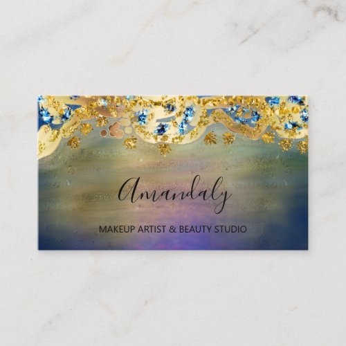 Glitter Gold Event Planner grunge  Blue Purple Business Card