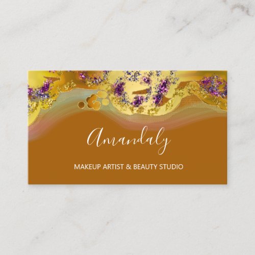 Glitter Gold Event Planner StyliSt Brown Business Card