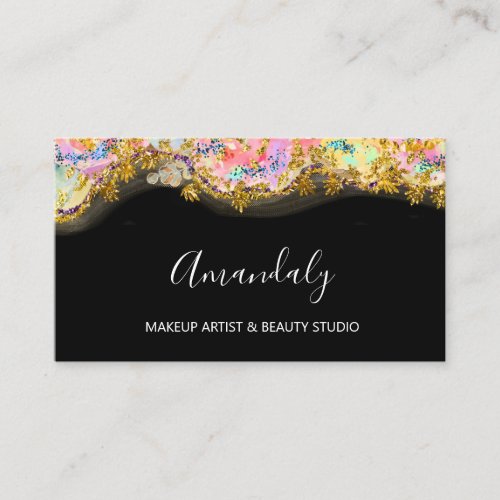 Glitter Gold Event Planner Stylist Holograph Business Card