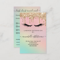 Glitter Gold  Eyelash Extension Client Record Business Card