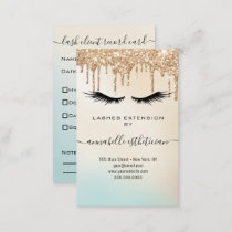 Glitter Gold  Eyelash Extension Client Record Business Card