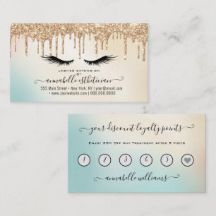 Glitter Gold  Eyelash Extension Loyalty  Business  Business Card