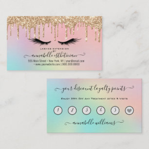 Glitter Gold  Eyelash Extension Loyalty  Business Card
