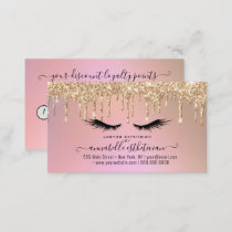 Glitter Gold  Eyelash Extension Loyalty   Business Card