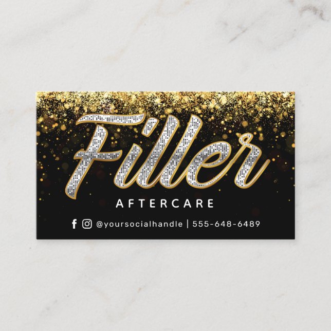 Glitter Gold Filler Aftercare Card (Front)