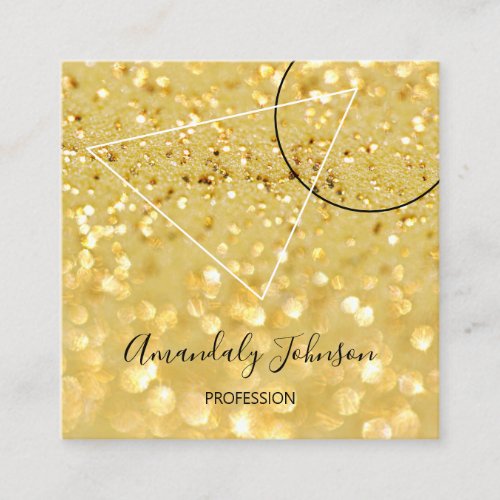 Glitter Gold Geometry Custom Logo  Square Business Card