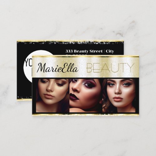 Glitter Gold Golden Product Labels with Logo Photo Business Card