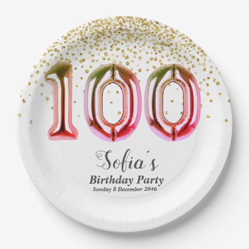 glitter gold  golden sparkle 100th birthday paper plates