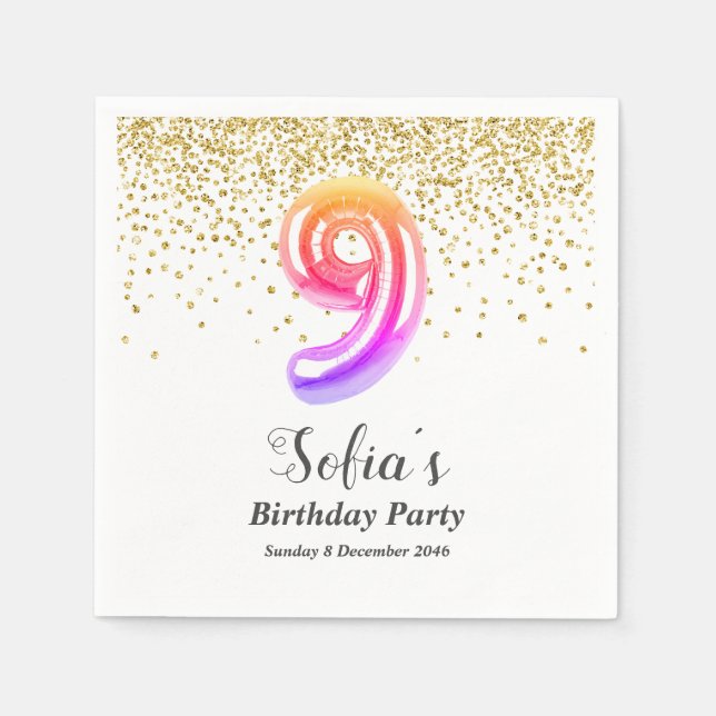 glitter gold , golden sparkle 9th napkins (Front)