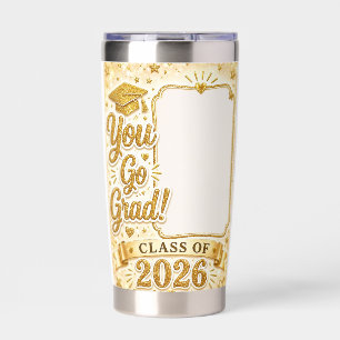 Glitter/Gold Graduation 2026 Announcement Insulated Tumbler