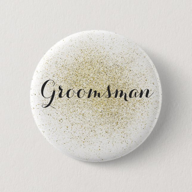 Glitter Gold Groomsman Button (Front)