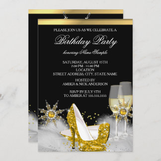 Glitter Gold High Heel Shoes Gold Champagne Black Invitation