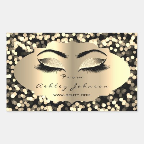 Glitter Gold Lash Eyes From Black Confetti Thank Rectangular Sticker