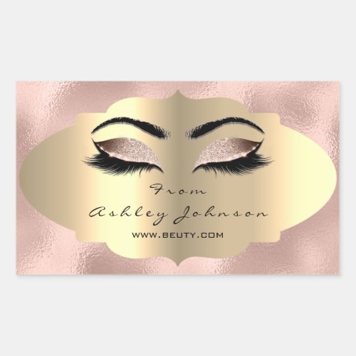 Glitter Gold Lash Eyes From Pink Metallic Thank Rectangular Sticker