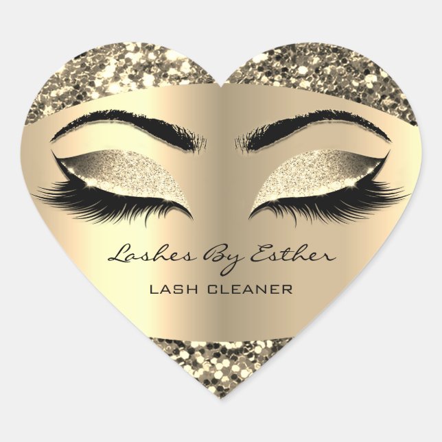 Glitter Gold Lashes By Cleaner Heart Makeup Sticker (Front)