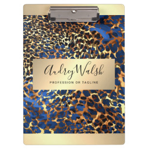 Glitter Gold Luxury Animal Skin Leopard Makeup Clipboard
