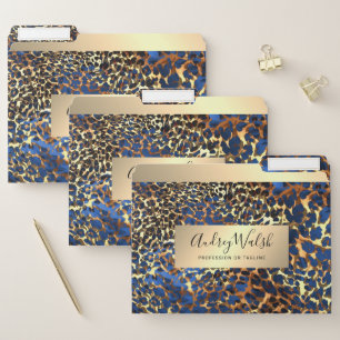 Glitter Gold Luxury Animal Skin Leopard Makeup File Folder