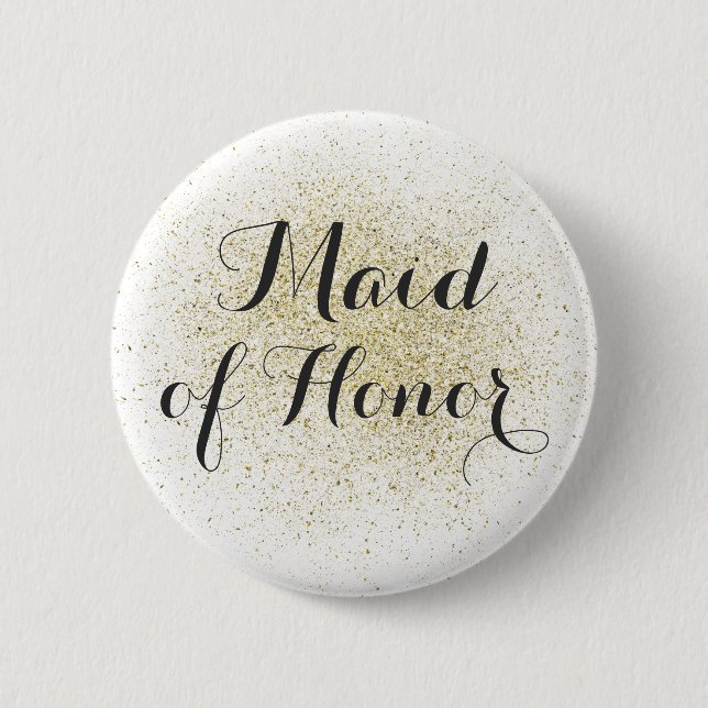 Glitter Gold Maid of Honor Button (Front)