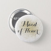 Glitter Gold Maid of Honor Button (Front & Back)