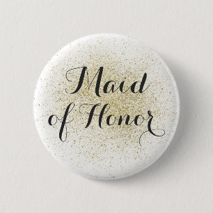 Glitter Gold Maid of Honor Button