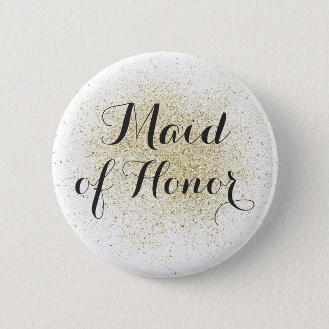 Glitter Gold Maid of Honor Button (Front)
