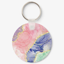 Glitter Gold Marble Pastel Colors Keychain