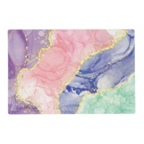 Glitter Gold Marble Pastel Colors Placemat