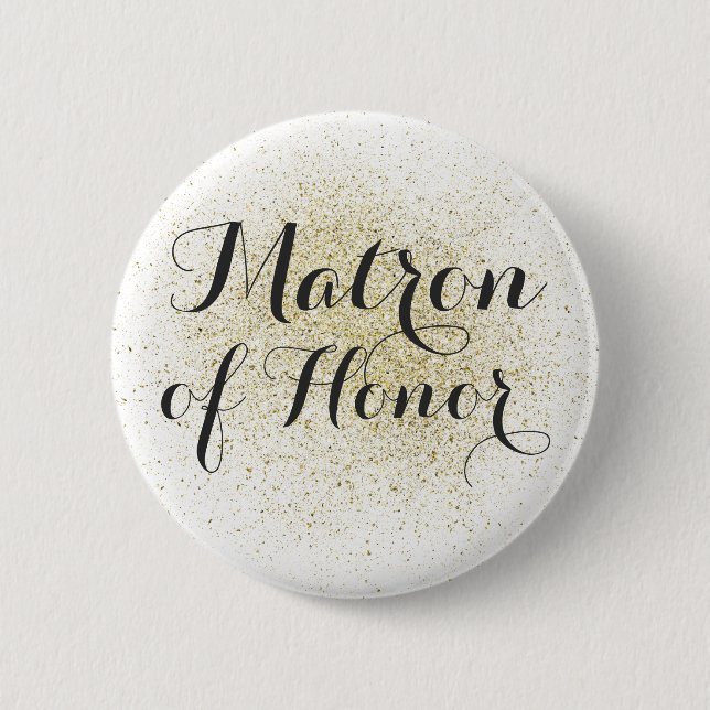 Glitter Gold Matron of Honor Button (Front)