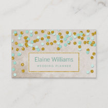 glitter gold mint confetti modern Business Cards