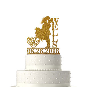 Glitter Gold Mr & Mrs. Custom Cake Topper
