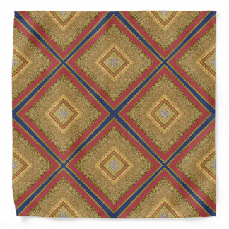 Glitter Gold Navy Blue & Red Pattern Bandana